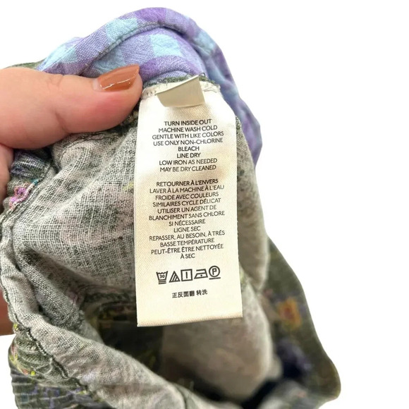 Anthropologie Classic Seamed Joggers‎ Pants Floral Linen Blend Green Size Large - Picture 13 of 14